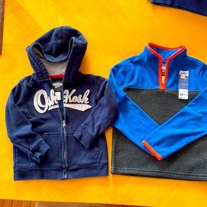 Set of 2 OshKosh zip-pup hoodie size 3 T and fleece shirt size 4/5
